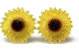 Titanium Post Sunflower Stud Earrings (10mm)