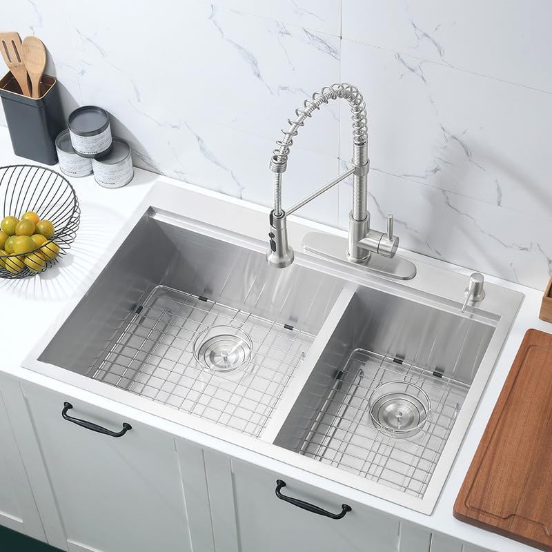 Évier de cuisine double cuve de 83,8 cm pour grands plats - 2