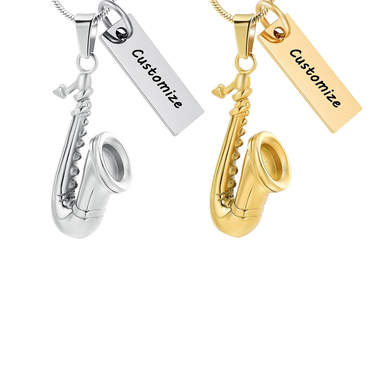memorial jewelry Music Urn Saxophone Horn Chain Necklace Cremation Ash Keepsake Pendant