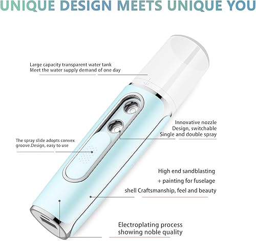 Miniatura 8 de Withthesun Nano Facial Mister Humidificador de atomización Hidratante Cool Mist Vapor facial 0.9 fl oz Tanque de agua visual hidratante e hidratante