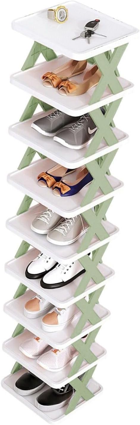 Cabilock Stackable Tall Shoe Rack Freestanding Organizer Space-saving Multi-height Storage Shelf for Entryway Bedroom Corner with Easy Assembly