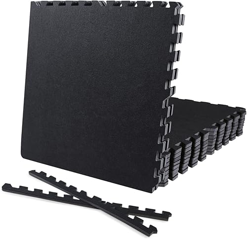 Miniatura 10 de CAPHAUS Azulejos de espuma EVA con parte superior de alfombra, alfombras de rompecabezas de superficie de alfombra de 24 x 24 pulgadas, tapetes de