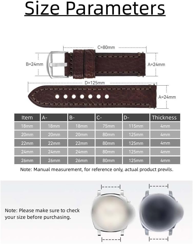 [QOGGMSGZQ] 18 20 22 24 26mm対応レザーウォッチバンド1本。Galaxy Watchシリーズにフィットする