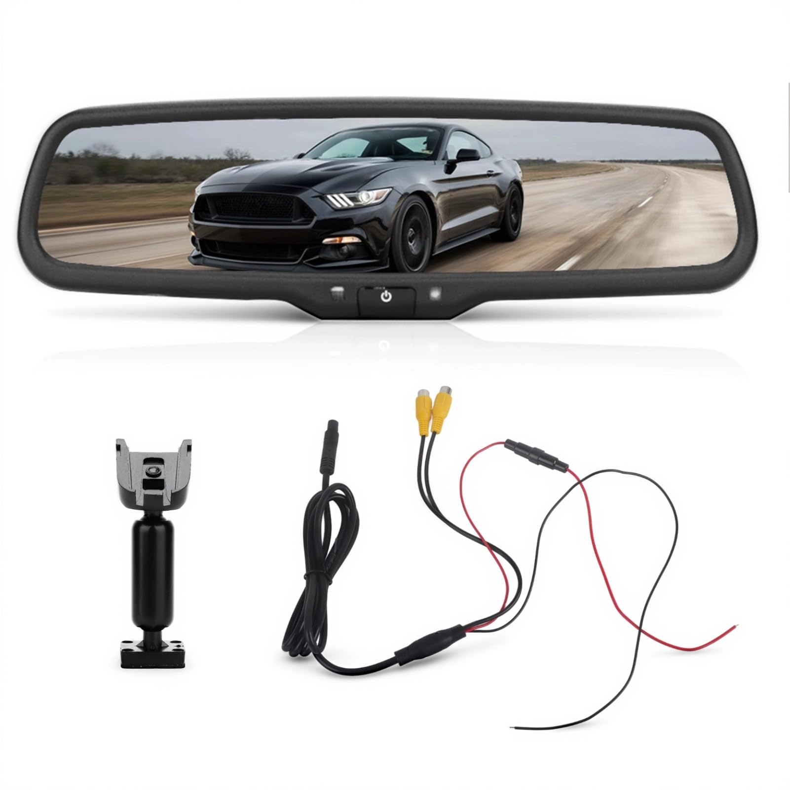 Monitor Retrovisore Oscurante per Auto, Monitor Specchietto Retrovisore per Veicolo Auto 4,3 Pollici con Staffa Nera, Staffa per Specchietto Retrovisore Auto per Telecamera