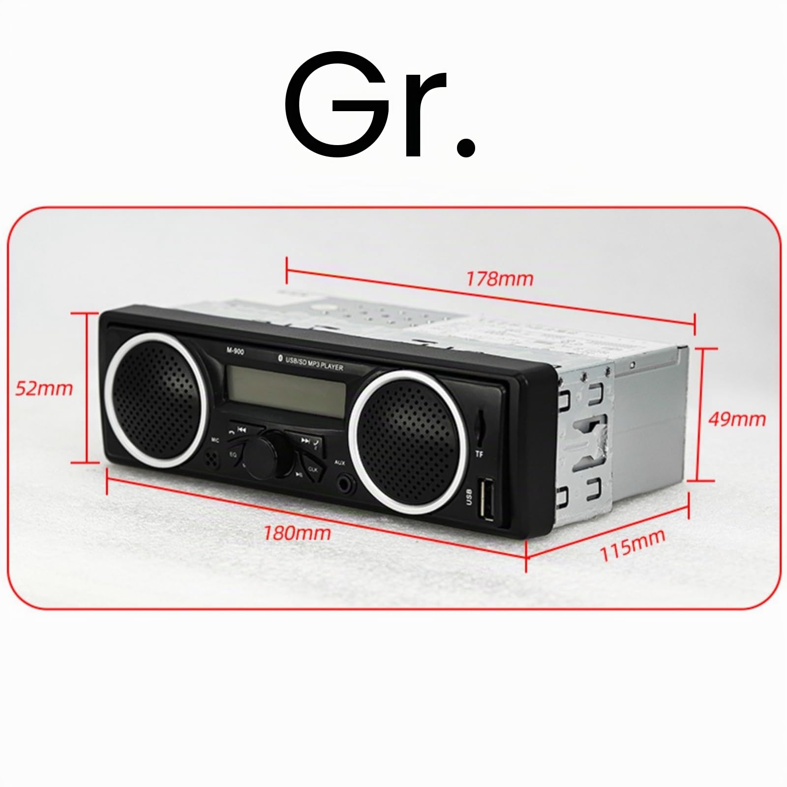 Single Din Auto-Stereo-Bluetooth, 1 DIN 12 V-24 V Autoradio mit zwei eingebauten Lautsprechern, Auto-FM-Audio-Multimedia-Player mit USB-AUX-Eingang, TF-Kartenanschluss