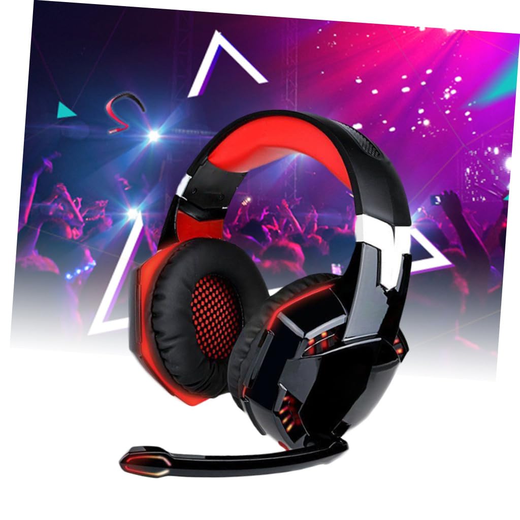Homoyoyo Cuffie da Gioco LED con Microfono Bassi Profondi Stereo Suono Surround Isolamento dal Rumore per Computer e PC Rosso