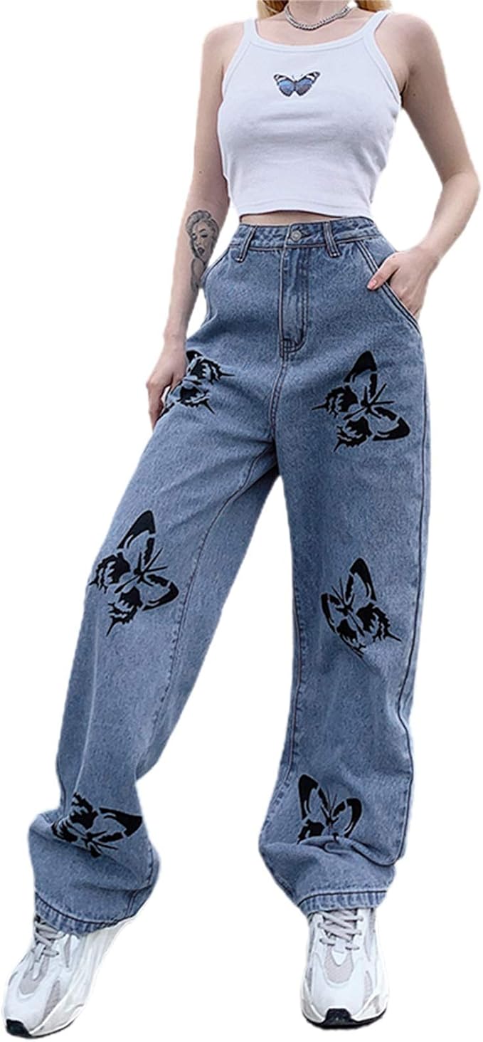Women Casual Loose Denim Jeans Pants 