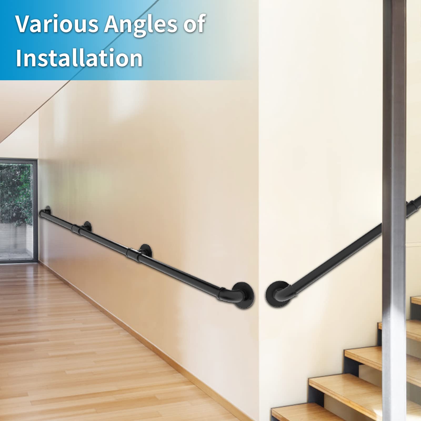 Snapklik.com : PNBO Industrial Staircase Railing, 9FT Galvanized Pipe ...