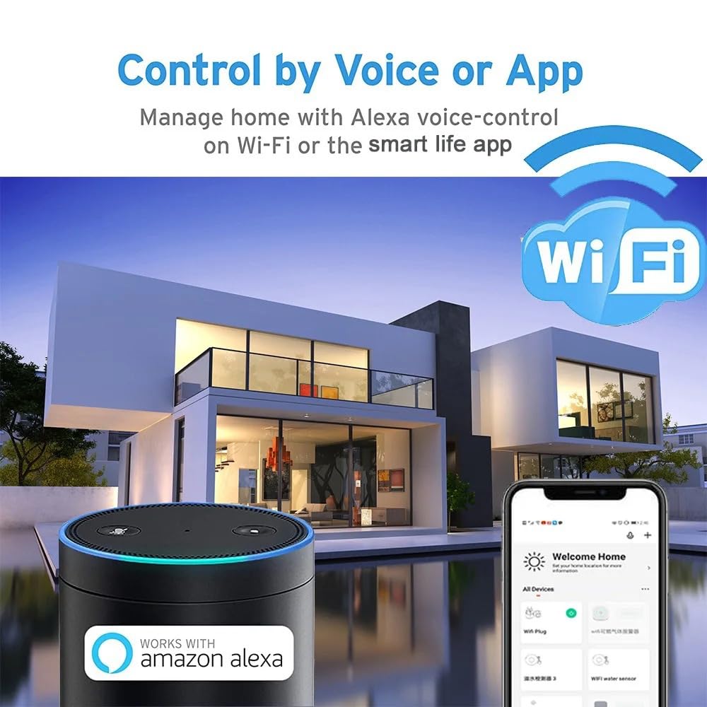 Mengshen Valvola acqua Smart WiFi Controllo acqua Telecomando via Tuya Smart Life Alexa Compatibile Nessun hub richiesto