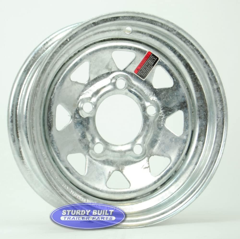Sturdy Built 12 inch 5 Bolt Galvanized Spoke Trailer Wheel 5 on 4 1/2 Lug Pattern