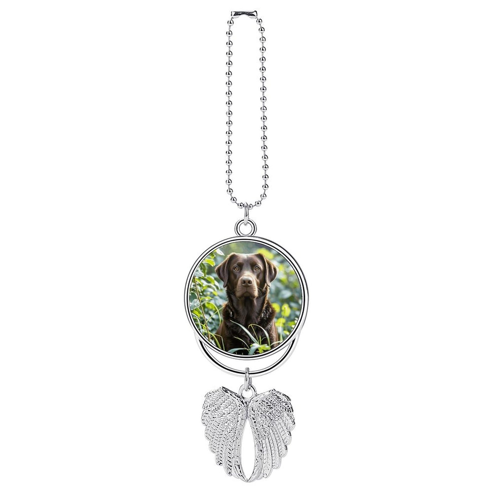 Brown Labrador Retriever Car Charm Rear View Mirror Pendant Decor Silver-brown Labrador Retriever