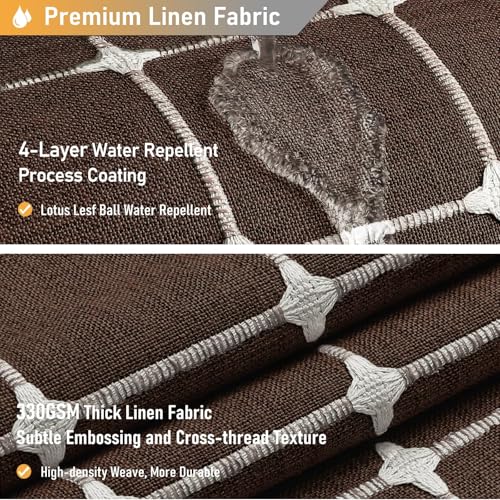 Image of BTTN Boho Shower Stall Curtain - 36x72 Narrow Linen Ultra Thick Tassel Fabric Cloth Shower Curtain Set with 6 Plastic Hooks, Half Camper RV Modern Farmhouse Country Shower Curtains for Bathroom, Brown