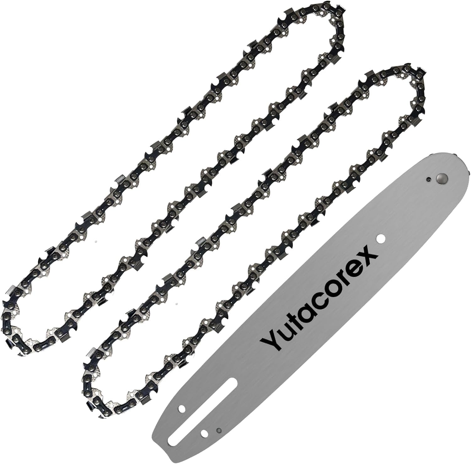 3PCS 10 Inch Chainsaw Chains and Guide Bar Replacement Chain for EGO MPS1001,PSA1000, For WORX WG322 WG322.9 WG323,For XCU06Z,10'' Chain- 3/8'' .043'' 40 Drive Links (2 Chain+1 bar）