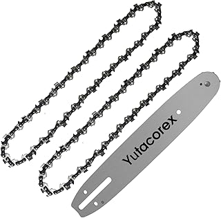 10inch Chainsaw Guide Bar and Chain Combo,Replacement Accessories Fits WORX WG322,WG322.9,WG323,Fits RYOBI P546,P2520,Fits EGO MPS1001,PSA1000,Fits Makita XCU06Z,Fits SKIL PS4561C-10(Bar+2 Chains)