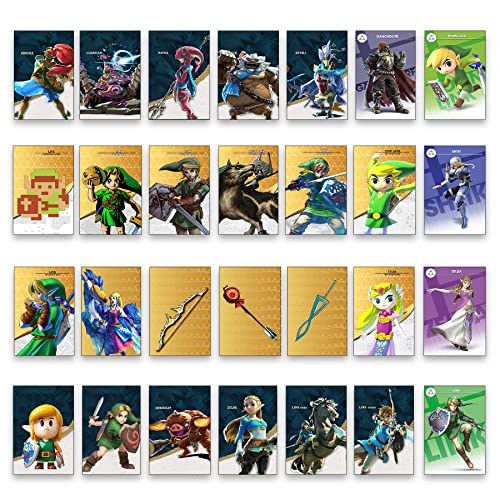 [Newest Version] 28pcs Zelda Series Amiibo Cards, NFC Amiibo Cards Customized for The Legend of Zelda Breath of The Wild, Compatible Switch Game Cards for Nintendo Switch/Switch Lite Wii U(Mini Card)