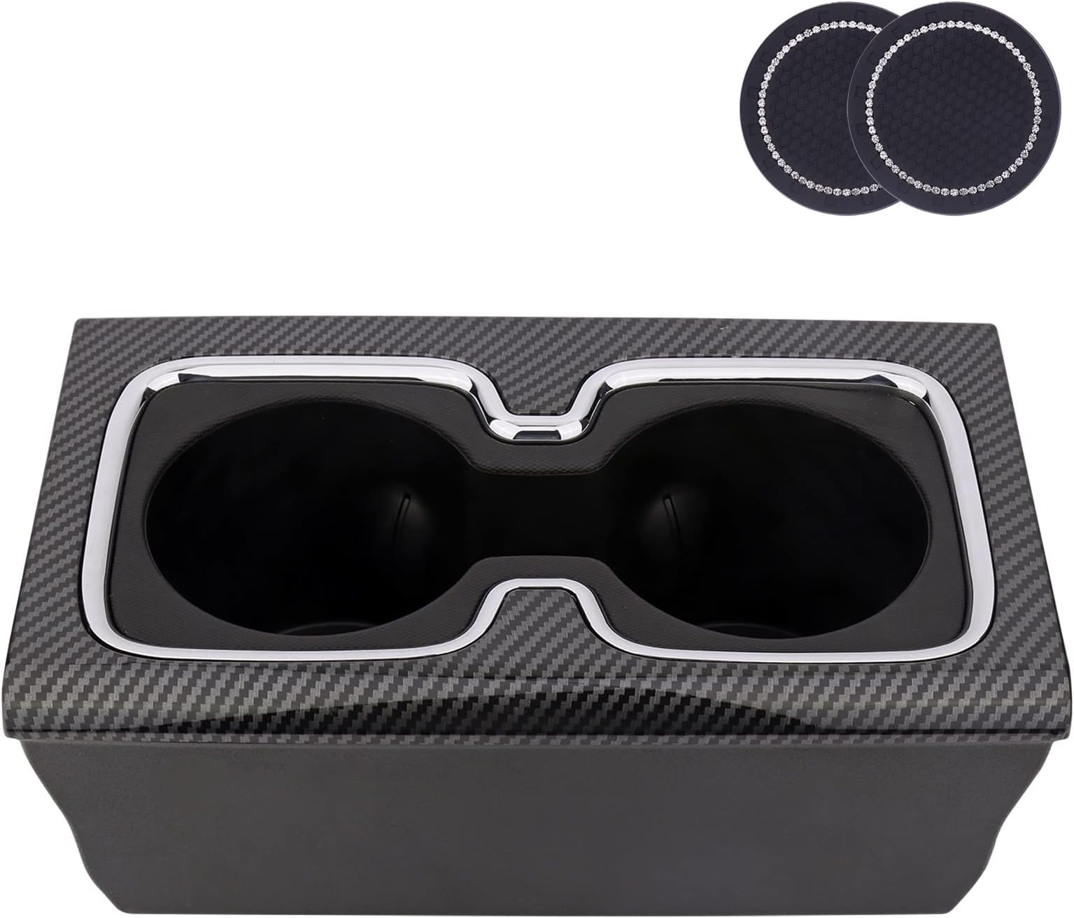 Center Console Cup Holder,Compatible with 2014-2016 Chevy Silverado 1500,2015 2016 Silverado 2500HD 3500HD,2014 2015 GMC Sierra 1500, 2500HD 3500HD,Replace 23467147(CarbonFiberStyle)