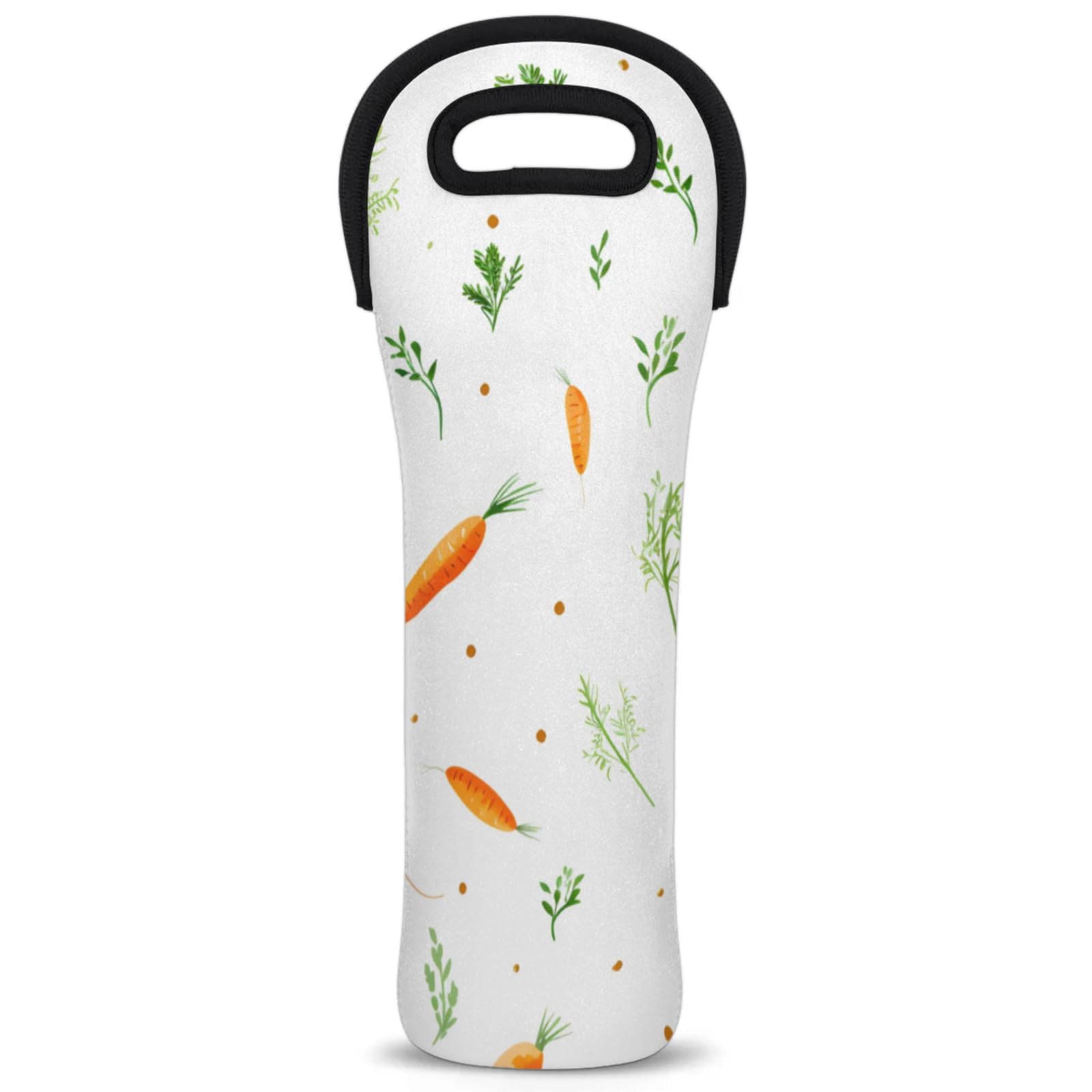 Neoprene Wine Tote Carrier Bag for Wine,Water, Champagne, Beer, Baby Bottles 15.6 x 5.1 Inches, Protective Wine Bag,Red Carrot