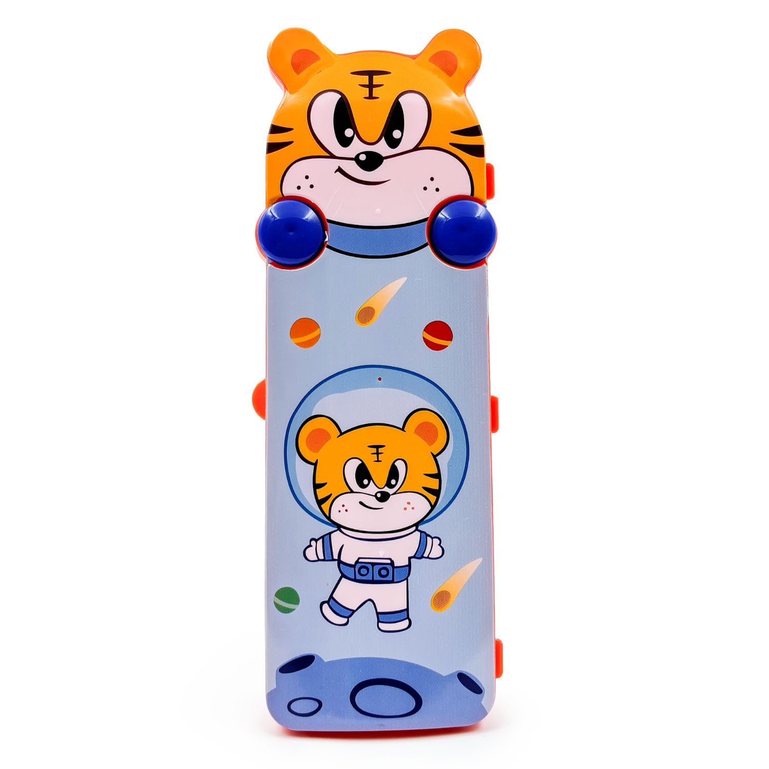 Cute Kitty Pencil Box for Kids | Cartoon Plastic Pencil Case with Snap Lock | Multi Compartment Stationery Organizer for School Boys & Girls (Orange)-image-28