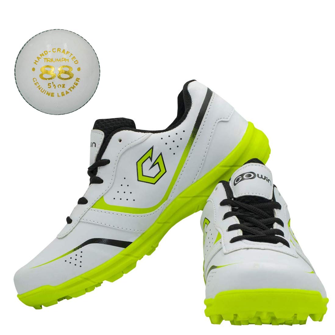Academy White/Green Cricket Shoes Size-5 with TR-88-W Cricket Leather Ball Veg Tanned White-image-43
