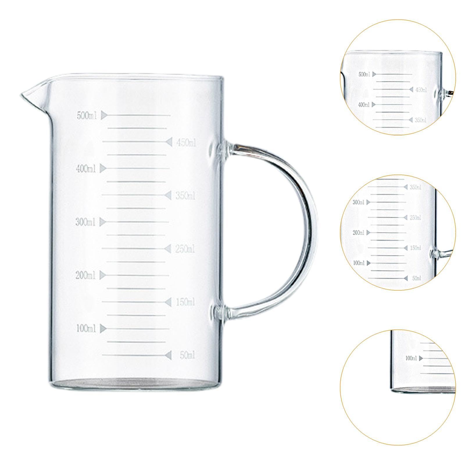 2X Vaso Medidor de Vidrio de Borosilicato de, Vaso Medidor, Jarra Medidora para Restaurante.