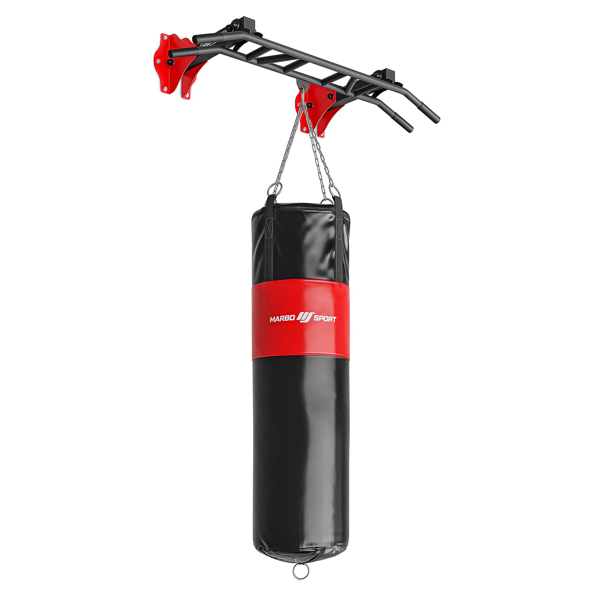Marbo Sport multifunktionelle Klimmzugstange zur Wand- und Deckenmontage mit Boxsackhalterung MS-D203