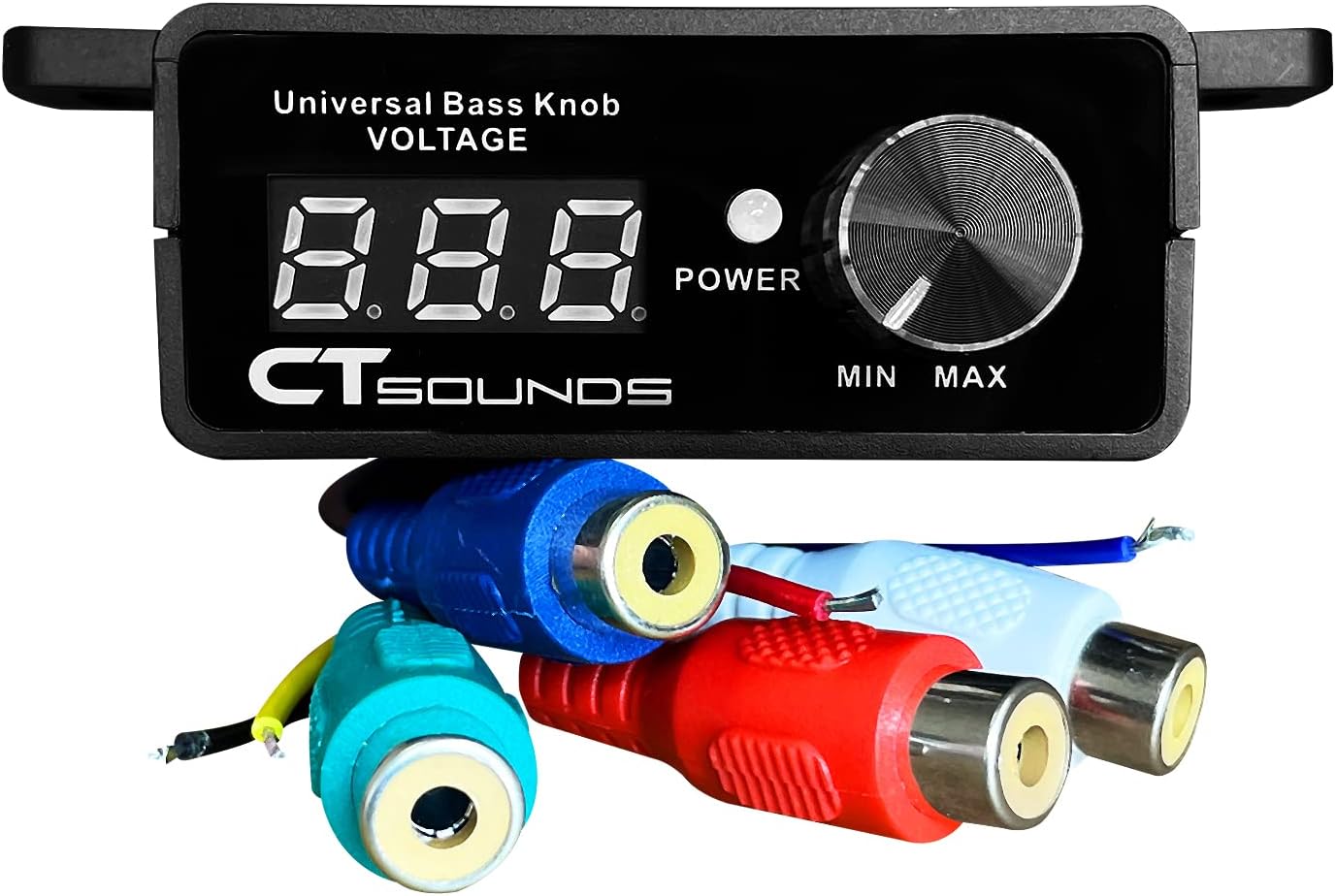CT Sounds Universal Bass Knob - Digital Voltmeter, Blue LED Display, Remote Gain Control, Power Switch, Durable, Pushable ON/Off for Amp