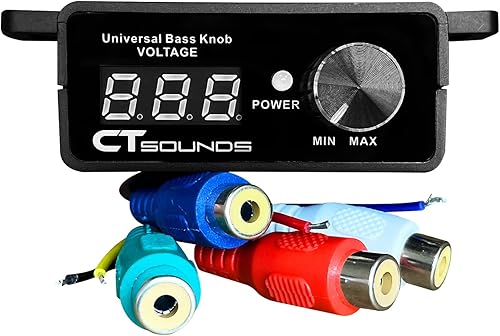 CT Sounds Pomo universal para graves – Voltímetro digital, pantalla LED azul, control remoto de ganancia, interruptor de alimentación, duradero,