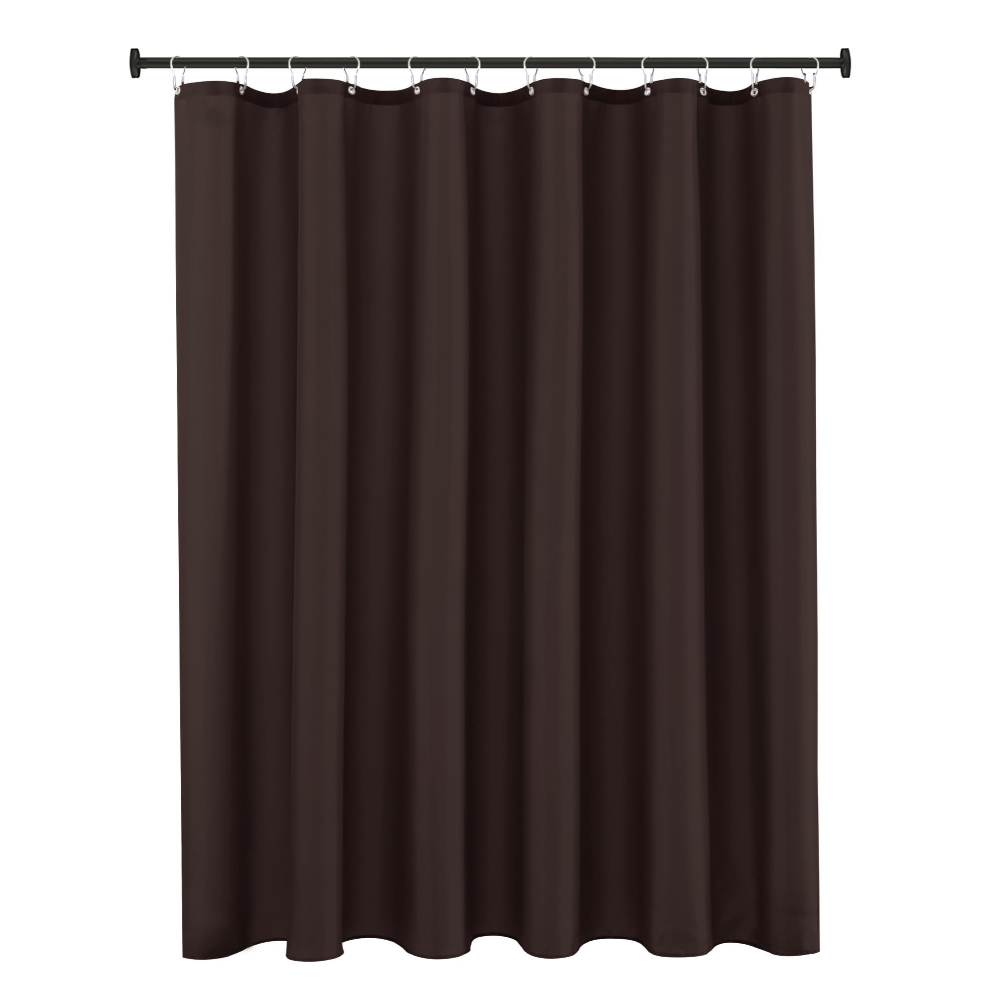 Biscaynebay Quality Fabric Shower Curtain Liner 72" by 72", Brown Water Resistant Bathroom Curtains, Rust Resistant Grommets Top Weighted Bottom Hem