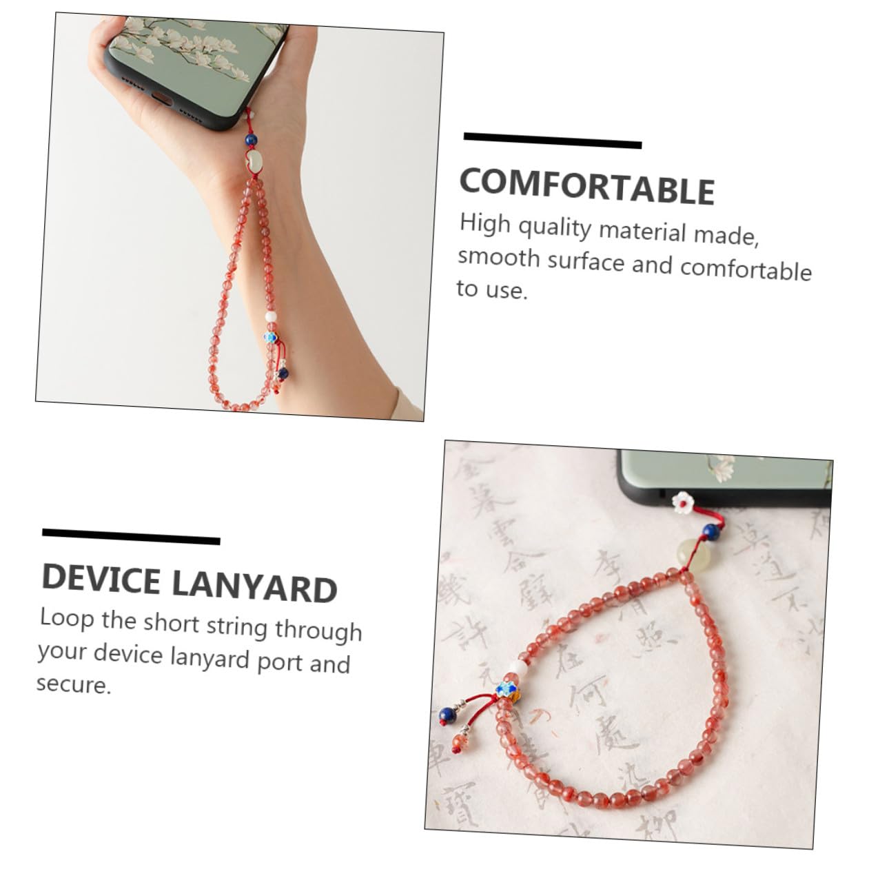 Lanyard de Teléfono Móvil de Sur de Ágata Roja Correa de Práctica y Resistente Pérdidas y Daños Mantener Dispositivos Mano y Seguros