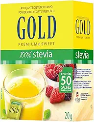 GOLD Adoçante Dietético Stevia Em Pó Gold 50 Sachês X 0 6G