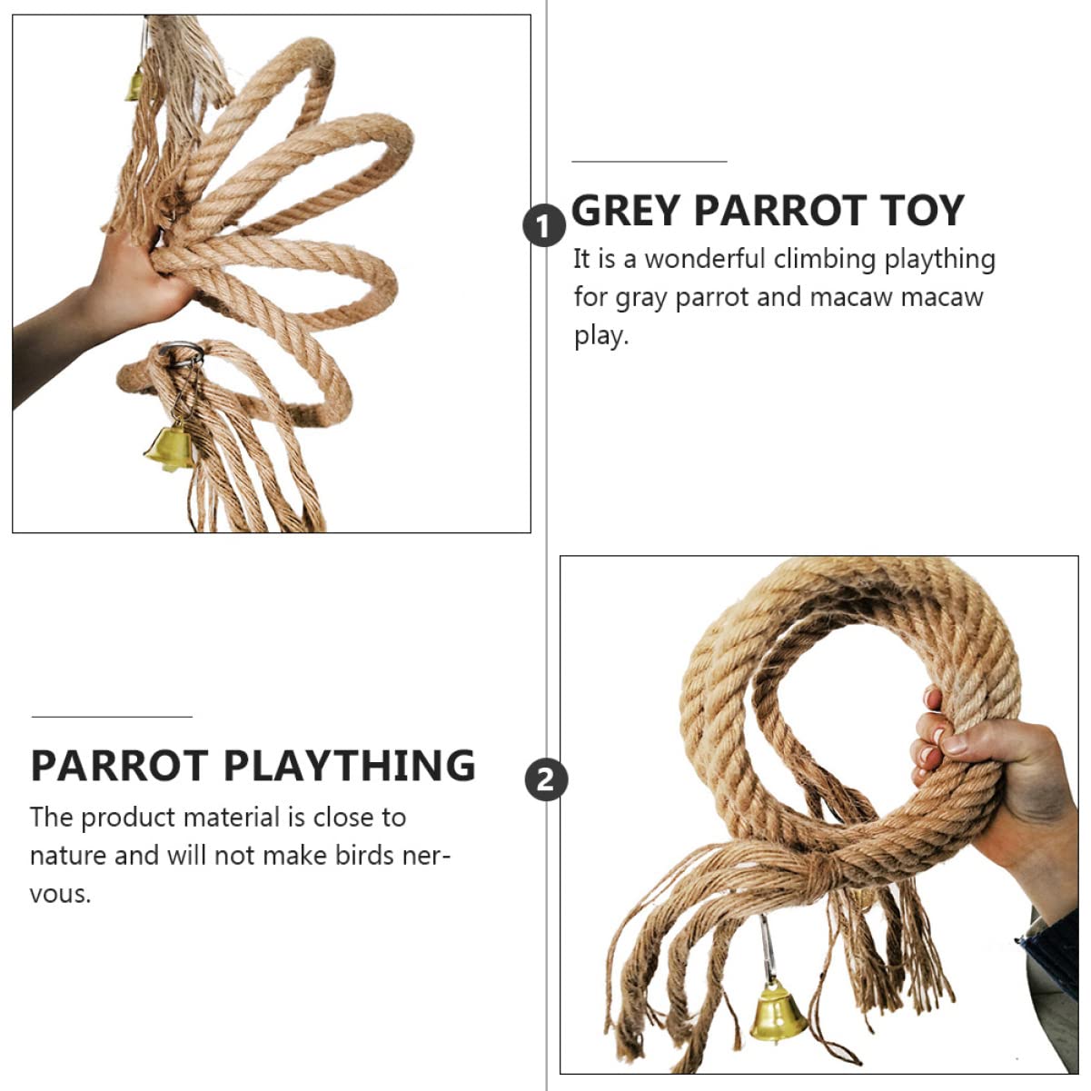 BESPORTBLE 2pezzi Rope Toy Per Pappagallo Gioco Per Pappagalli Macaw Materiale Resistente e Sicuro Per Arrampicate e Divertimento Degli Uccelli