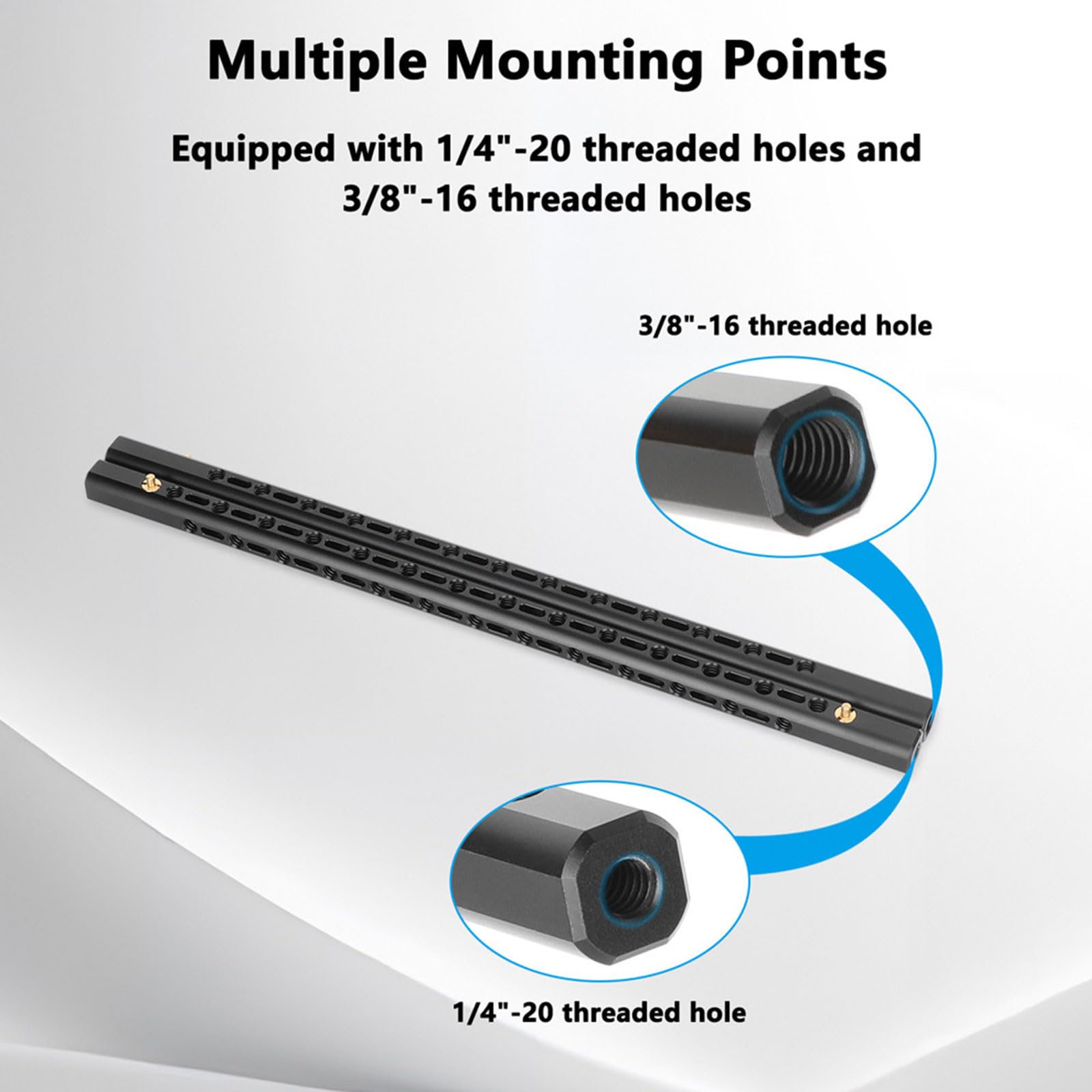Tubo prolunga multifunzione con asta da 15 mm con fori per viti da 1/4 pollice per supporto per videocamera DSLR Supporto per fotocamera regolabile