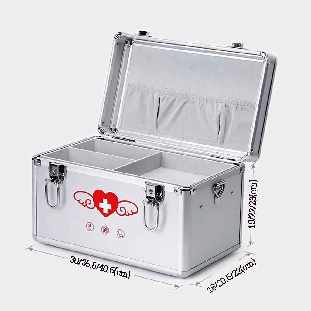 TrUkd Cassetta Medica Kit di Pronto Soccorso Cassetta di Pronto Soccorso con Serratura Cassetta di Sicurezza per medicinali con Maniglia Portatile per Auto, casa, Viaggi, Campeggio, Ufficio o SPOR