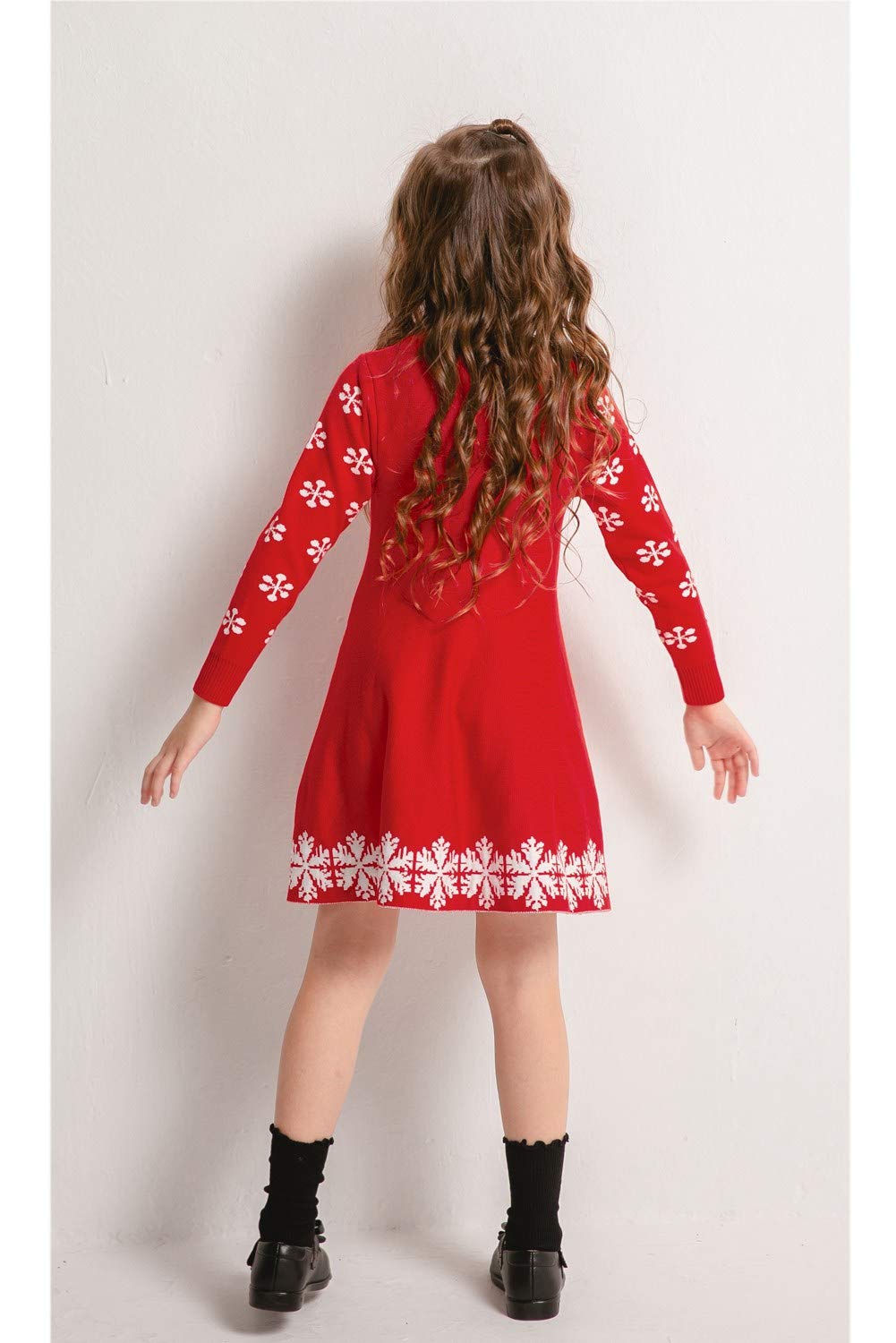 SMILING PINKER Vestidos de niña de manga larga de Navidad para niños de punto casual ciervo para vestido columpio otoño invierno