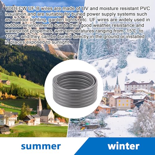 Image of 12 /2 UF-B Wire - 150FT 100% Pure Copper 12AWG 2 Connector Direct Burial Electrical Cable 12 Gauge for Underground Feeder Wet or Corrosive Locations Indoor & Outdoor etc