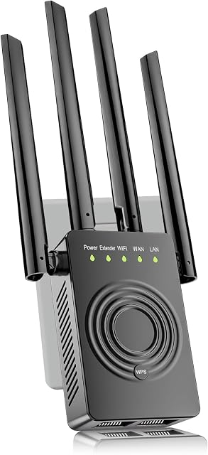 WiFi Booster WiFi Extendeur d'autonomie WiFi Prolonger le signal Internet Booster pour la couverture de la gamme de répéteurs sans fil à domicile jusqu'à 9998 Pieds carrés (Circle noir)
