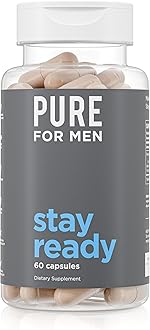 Pure for Men Original Cleanliness Stay Ready Fiber Supplement | Helps Promote Digestive Regularity | Psyllium Husk, Aloe Vera, Chia Seeds, Flaxseeds | Proprietary Formula | 60 Vegan Capsules