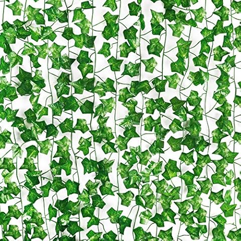 AGEOMET 10pcs Fake Ivy, Artificial Ivy Garland Fake Vines, Silk Leaves Greenery Hanging Plants for Bedroom Garden Home Wedding Wall Decor, 76 Feet Cover