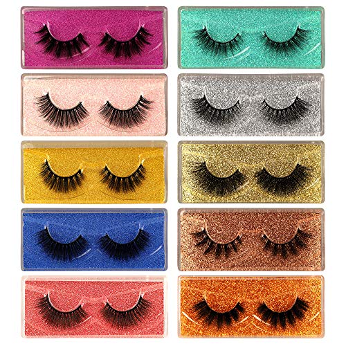 Ruairie False Eyelashes Natural False Lashes Wispies Fluffy 3D Fake Eye Lashes Pack 10 Styles Faux Mink Lashes
