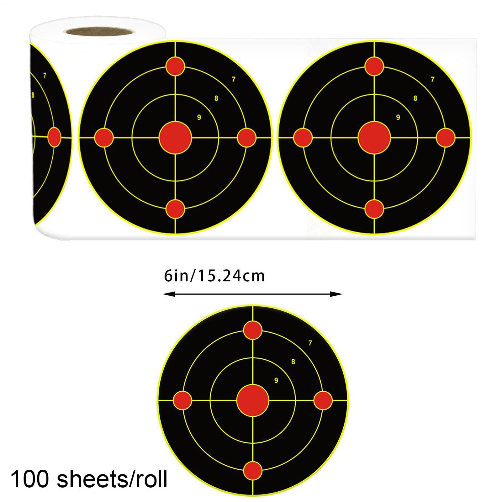 Cibles Éclaboussures - 15cm Papier Réactive, Autocollants | Objectif Éclaboussure Voir Facilement Vos Tirs | Cibles Éclat pour Entraînement, Adhésif Jaune Fluorescent