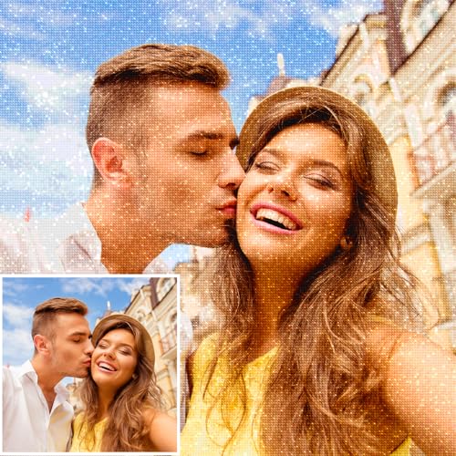 Rainsar Diamond Painting Personalizado Foto, Cuadro Diamantes Personalizado, 5D DIY Pintura Diamante Personalizado Kit Completo Ilustraciones de Diamantes para Casa DecoracióN del Hogar, 40x40CM