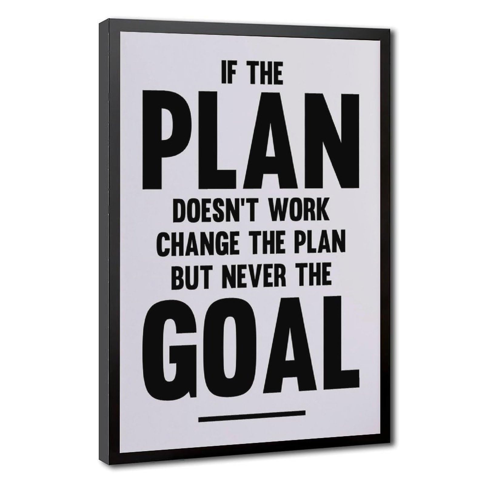 ELKPDOE Change The Plan But Never The Goal Poster Motivational Quotes Canvas Poster Bedroom Decor Sports Landscape Office Room Decor Gift Black Frame 16" L X 24" W