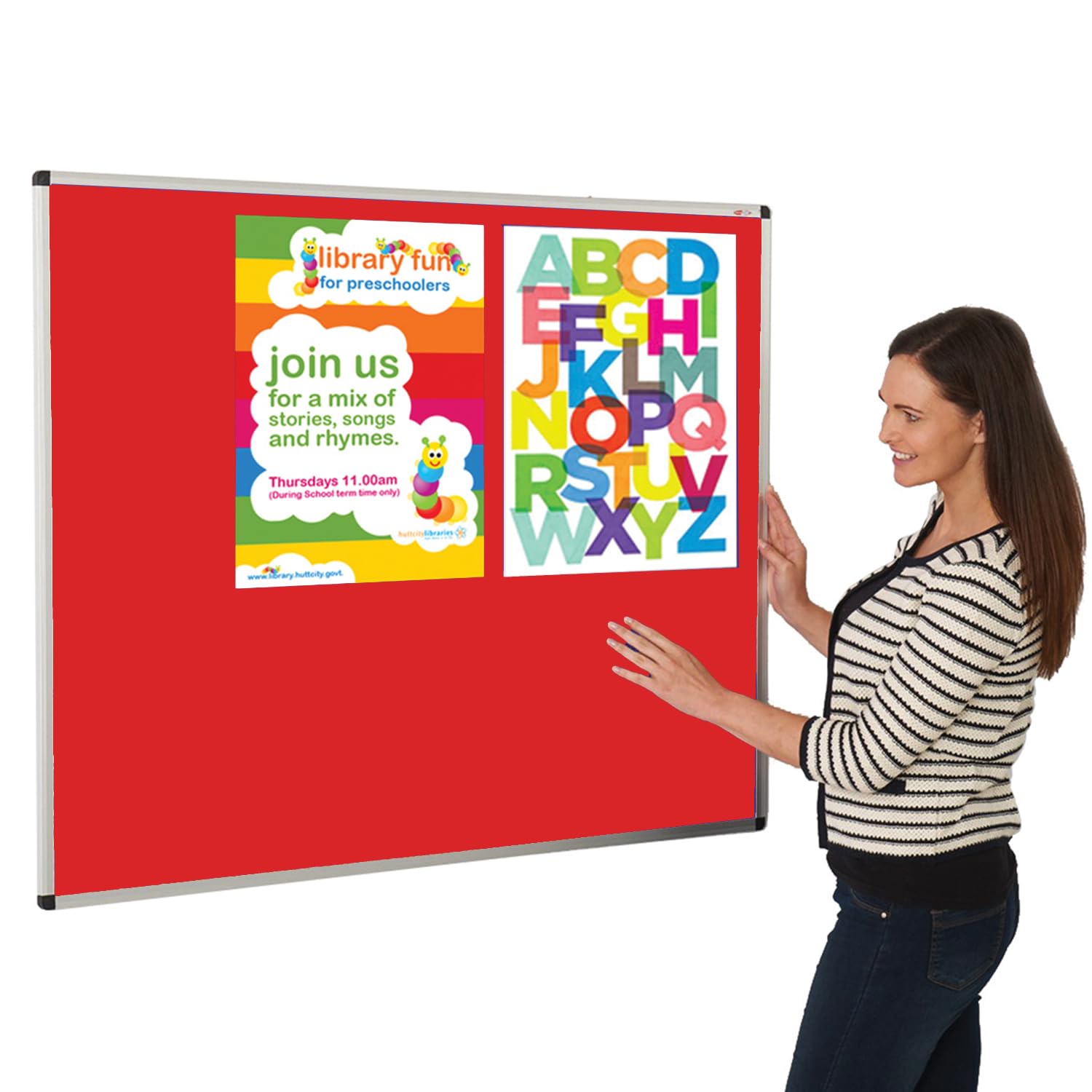 Aluminium Framed Red Felt Notice Board 150 x 120 cm | Indoor Bulletin Pinboard | 4 Colours - Ideal for Office, School, Healthcare