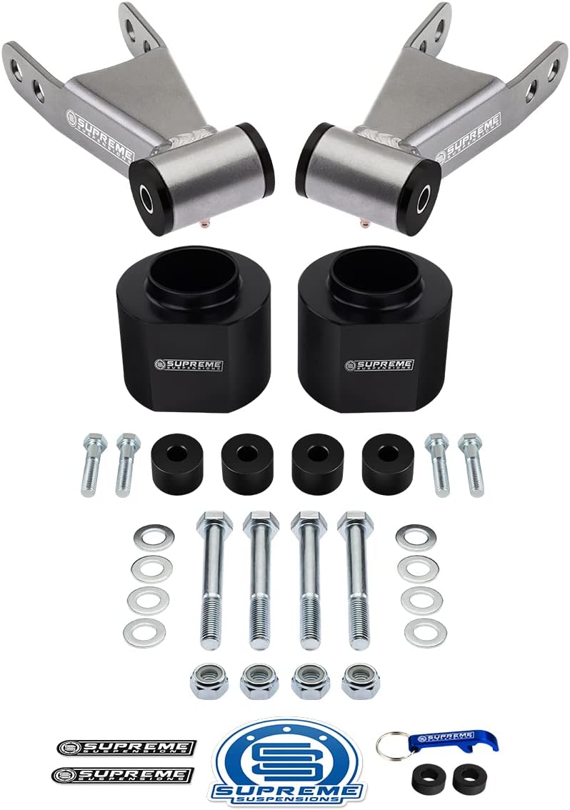 Supreme Suspensions - Full Lift Kit for 1984-2001 Jeep Cherokee XJ 4WD 3" Front Lift Spring Spacers + 2" Rear Lift Shackles + Transfer Case Drop Kit - Can Cooler Included with Purchase
