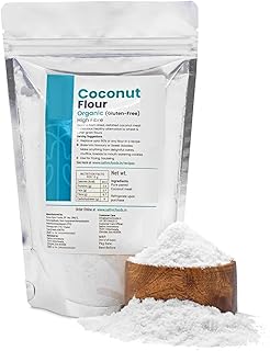Coconut Flour (500 g) Certified Organic, Unrefined, Gluten-Free, Defatte...