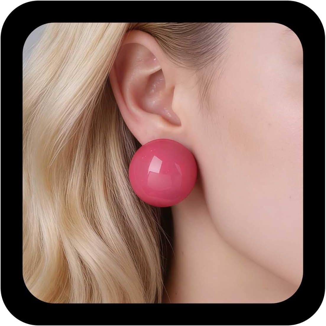 Large Acrylic Ball Earrings White Resin Big Half Dome Earrings Resin Round Ball Studs Candy Color Round Studs Acrylic Statement Jewelry for Women