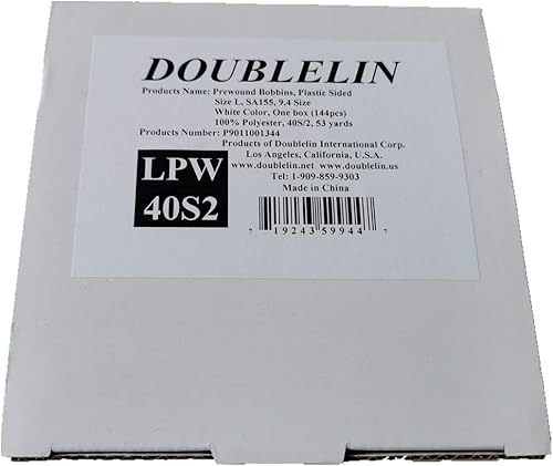 Miniatura 8 de Bobina preenrollada, lado de plástico, tamaño L (SA155, tamaño 9.4), blanco, 144 piezas, poliéster 60S2 para bordado, doblelin, compatible con