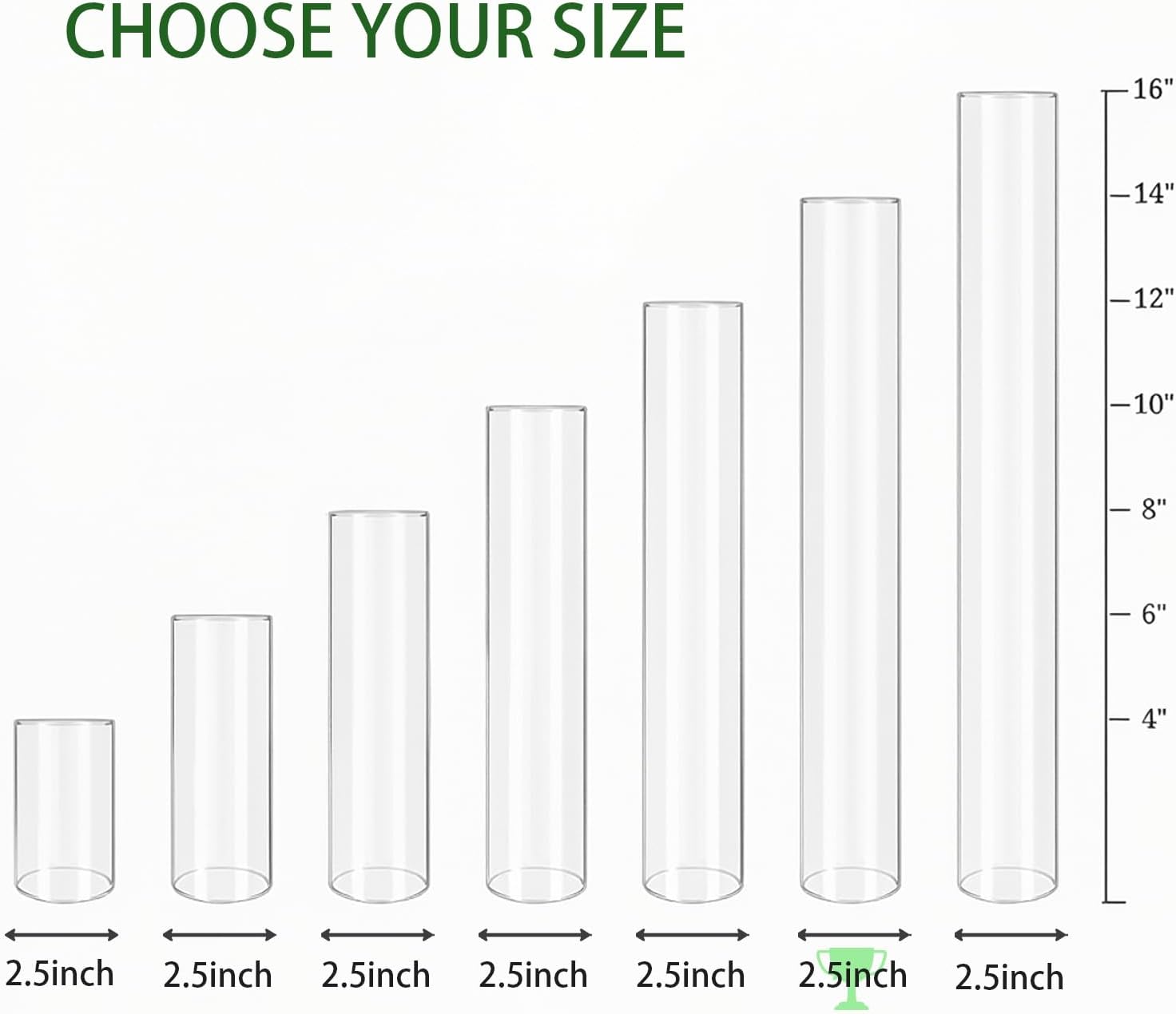 12 Pcs Hurricane Candle Holder Sleeve, W:2.5" H:14" Bottomless Clear Glass Cylinder Candleholder Cover Open Both Ends Glass Chimney, Candle Shade for Centerpieces, Wedding Party Event Decor - Image 3