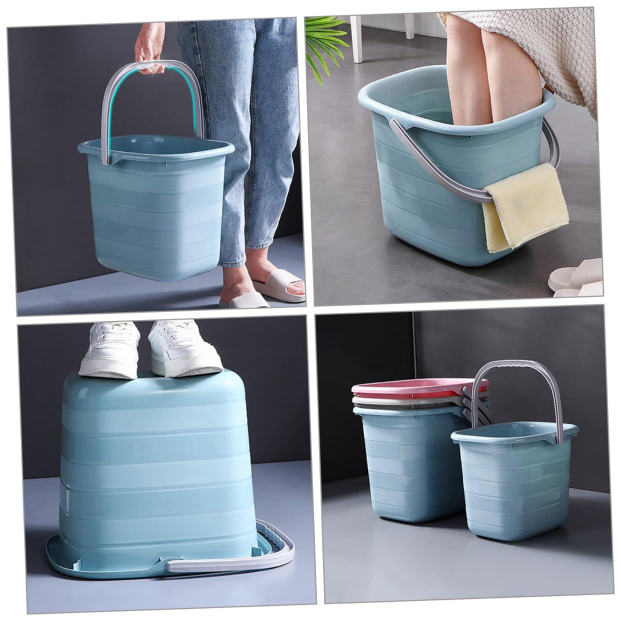 Abaodam Secchio D'acqua in Plastica Multipurpose Antiscivolo per Famiglia e Giardinaggio, Contenitore Resistente per Piante e Lavanderia Manico Ergonomico