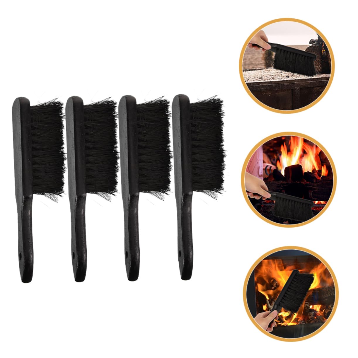 Mipcase Fireplace Tools Set 4pcs Cleaning Brush Bench Brush for Kitchen Duster Cleaning Accessories for Stove